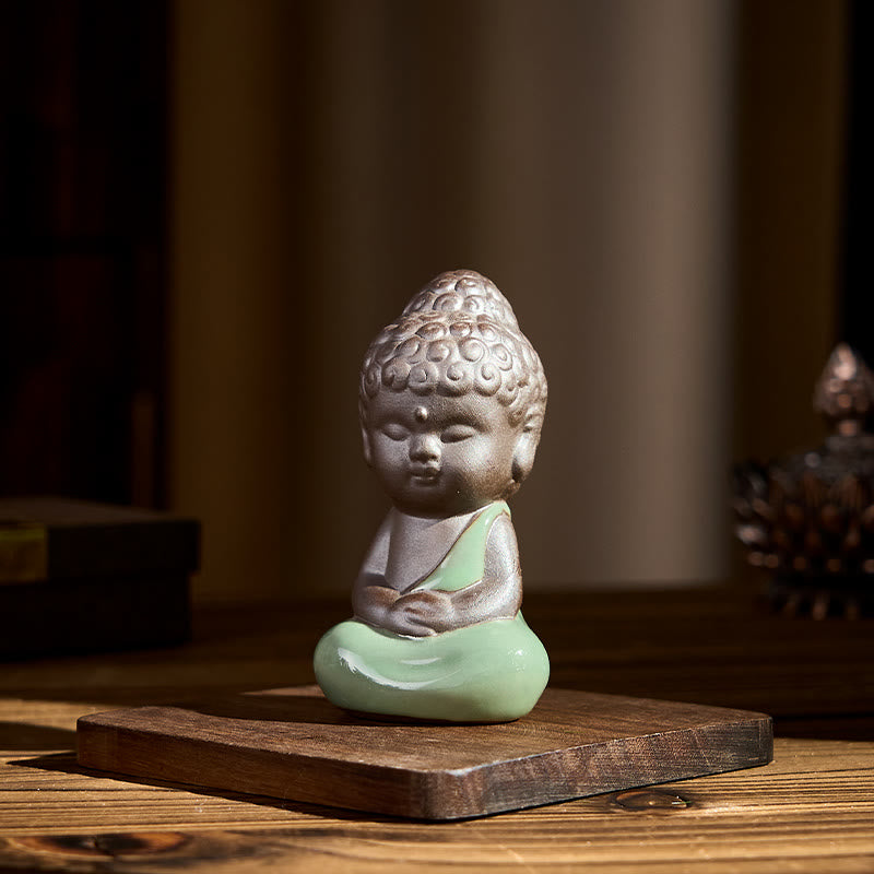 Buddha Stones Prayer Meditation Resting Monk Ceramic Statue Serenity Home Decoration - image 25