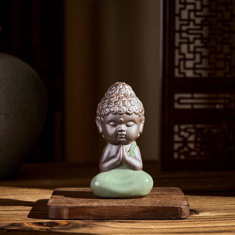 Buddha Stones Prayer Meditation Resting Monk Ceramic Statue Serenity Home Decoration - image 3