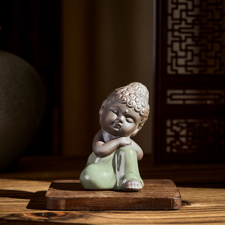 Buddha Stones Prayer Meditation Resting Monk Ceramic Statue Serenity Home Decoration - image 35