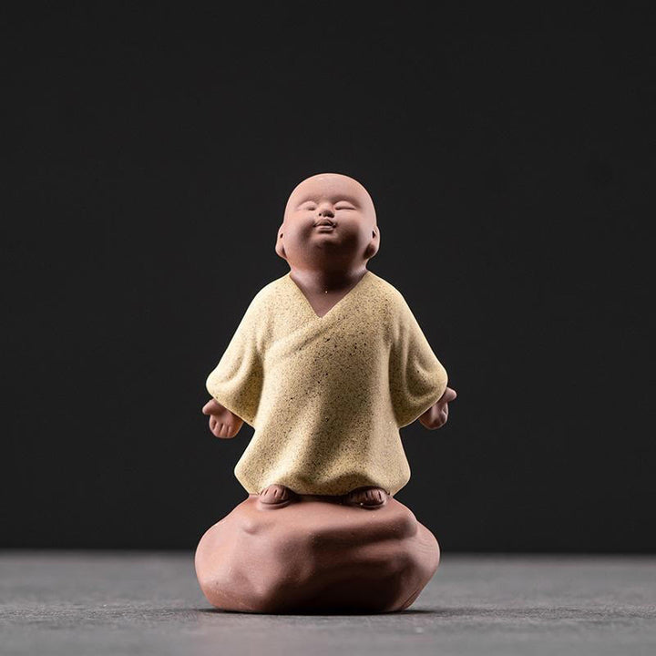 Buddha Stones Looking Up Resting Monk Ceramic Statue Compassion Home Decoration - Looking Up Yellow Monk 6.5*4.5*10cm - image 0