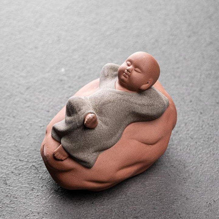 Buddha Stones Looking Up Resting Monk Ceramic Statue Compassion Home Decoration - Rest Gray Monk 8.2*6.2*6.2cm - image 13