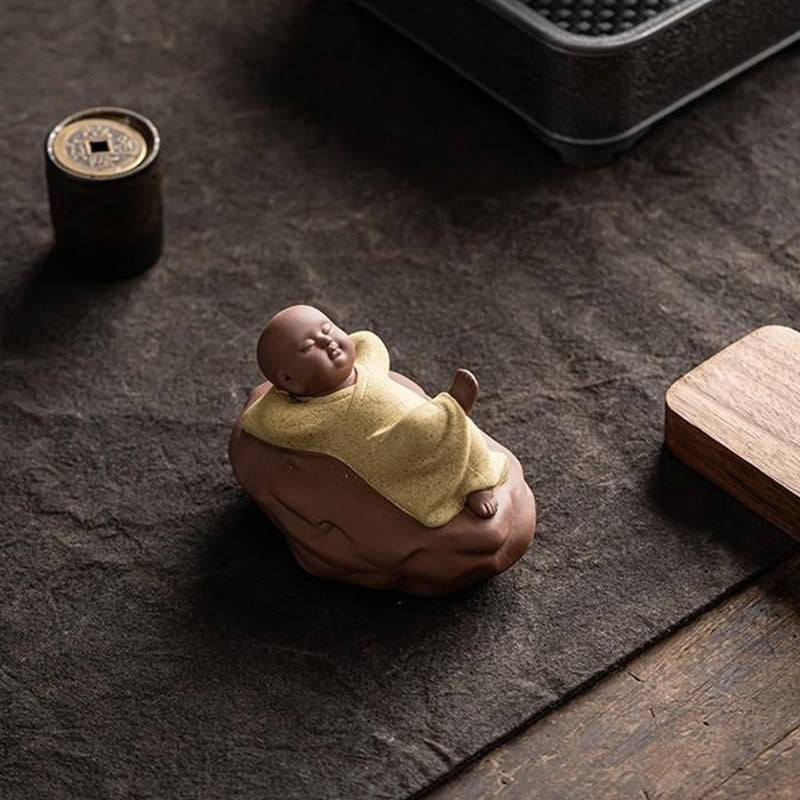 Buddha Stones Looking Up Resting Monk Ceramic Statue Compassion Home Decoration - image 11