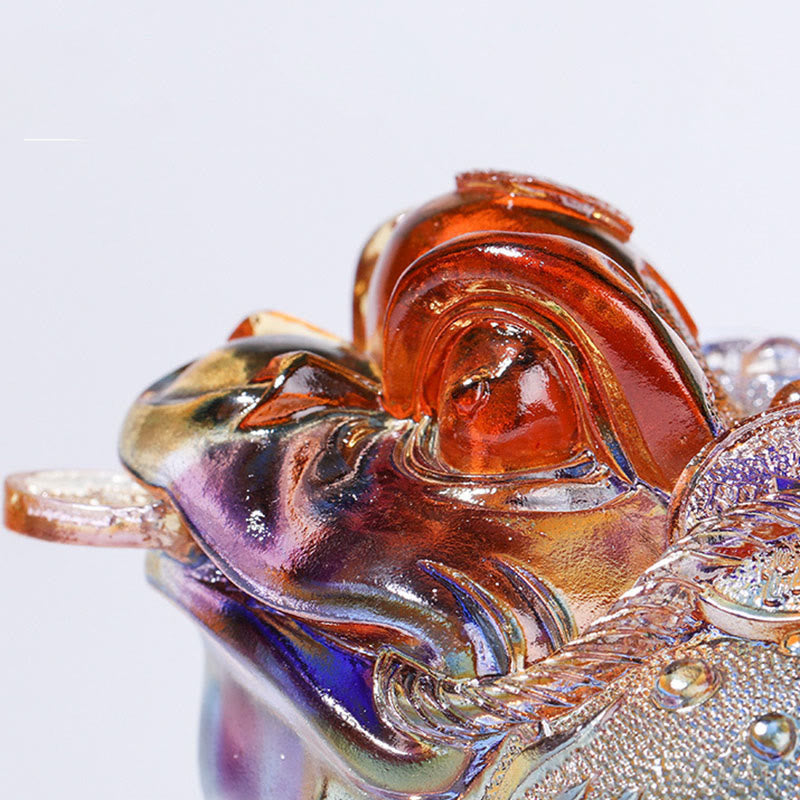 Buddha Stones Feng Shui Frog Coins Handmade Liuli Crystal Art Piece Wealth Home Office Decoration - image 10