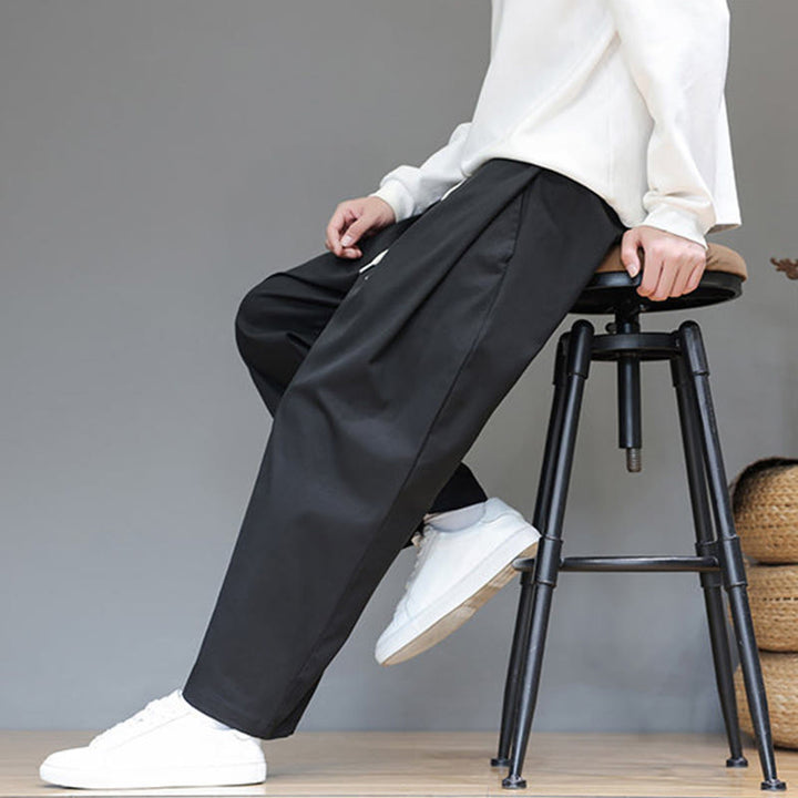 Buddha Stones Fall Solid Color Straight Leg Design Men's Harem Pants With Pockets - image 30