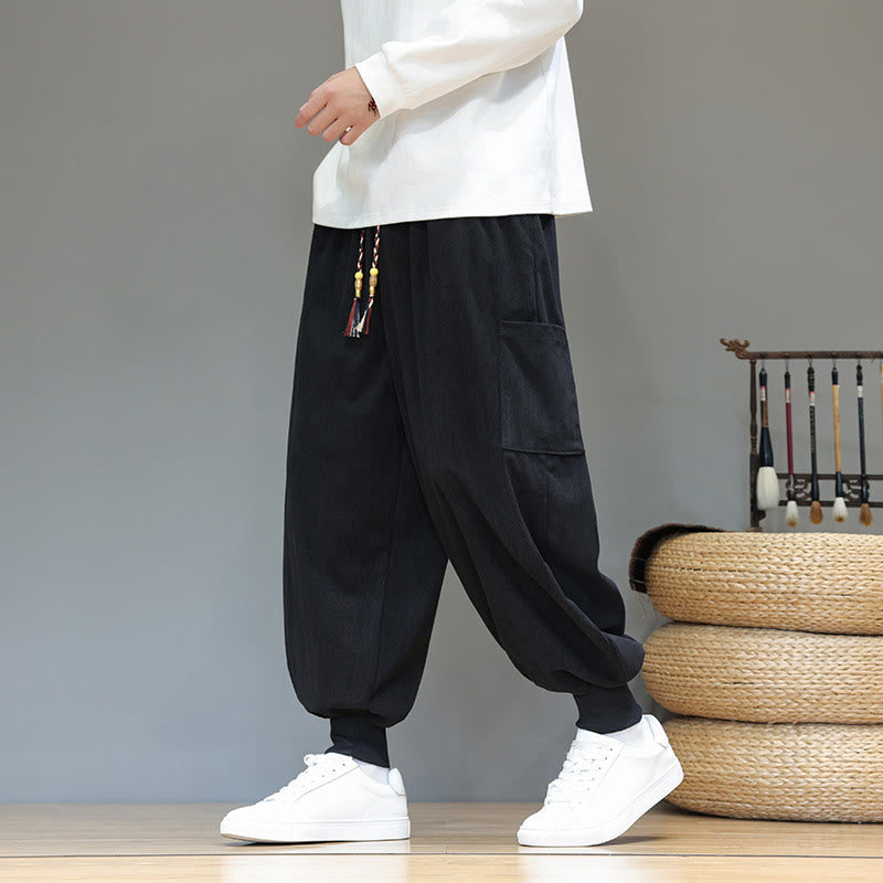Buddha Stones Spring Solid Color Men's Ankle-Length Cotton Pants With Pockets - Black - US/UK/AU46，EU56 (5XL) - image 20