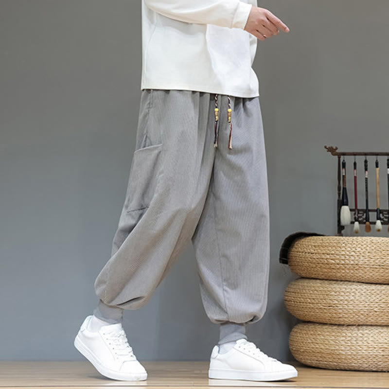 Buddha Stones Spring Solid Color Men's Ankle-Length Cotton Pants With Pockets - image 9