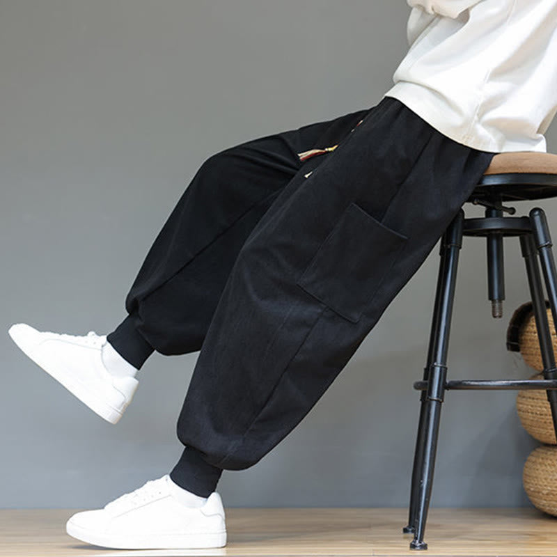 Buddha Stones Spring Solid Color Men's Ankle-Length Cotton Pants With Pockets - image 28