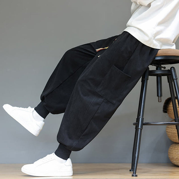 Buddha Stones Spring Solid Color Men's Ankle-Length Cotton Pants With Pockets - image 28