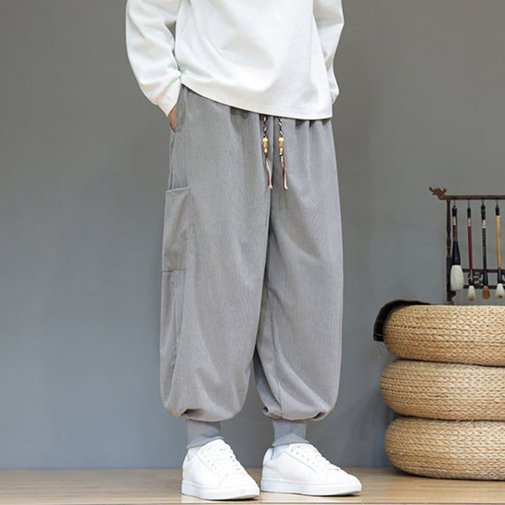 Buddha Stones Spring Solid Color Men's Ankle-Length Cotton Pants With Pockets - image 12
