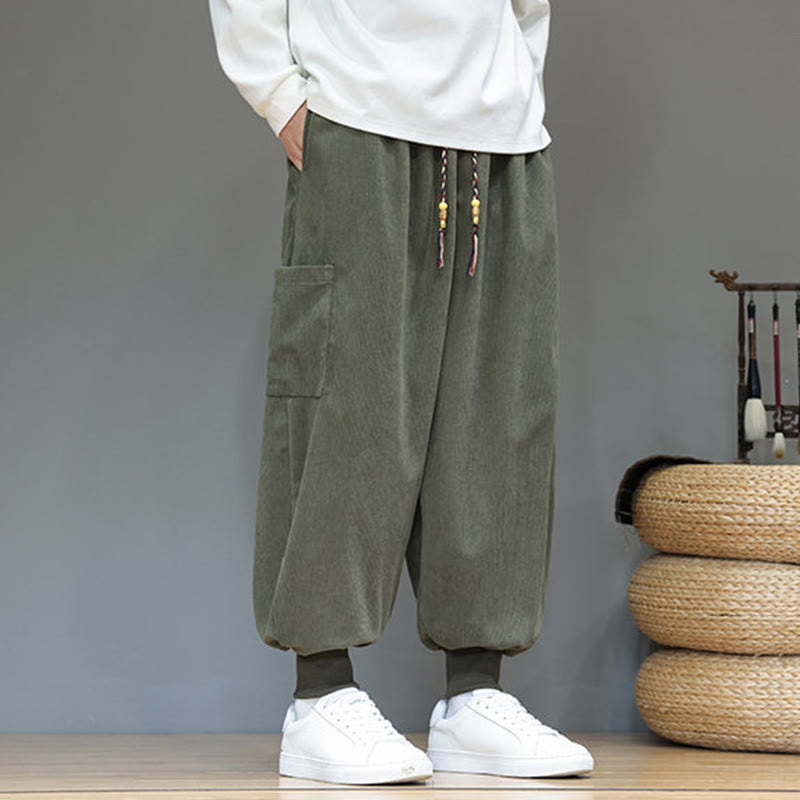 Buddha Stones Spring Solid Color Men's Ankle-Length Cotton Pants With Pockets - image 4