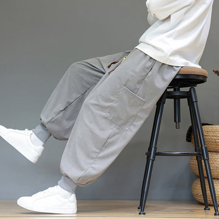 Buddha Stones Spring Solid Color Men's Ankle-Length Cotton Pants With Pockets - image 15