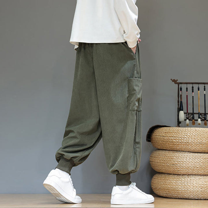 Buddha Stones Spring Solid Color Men's Ankle-Length Cotton Pants With Pockets - image 6