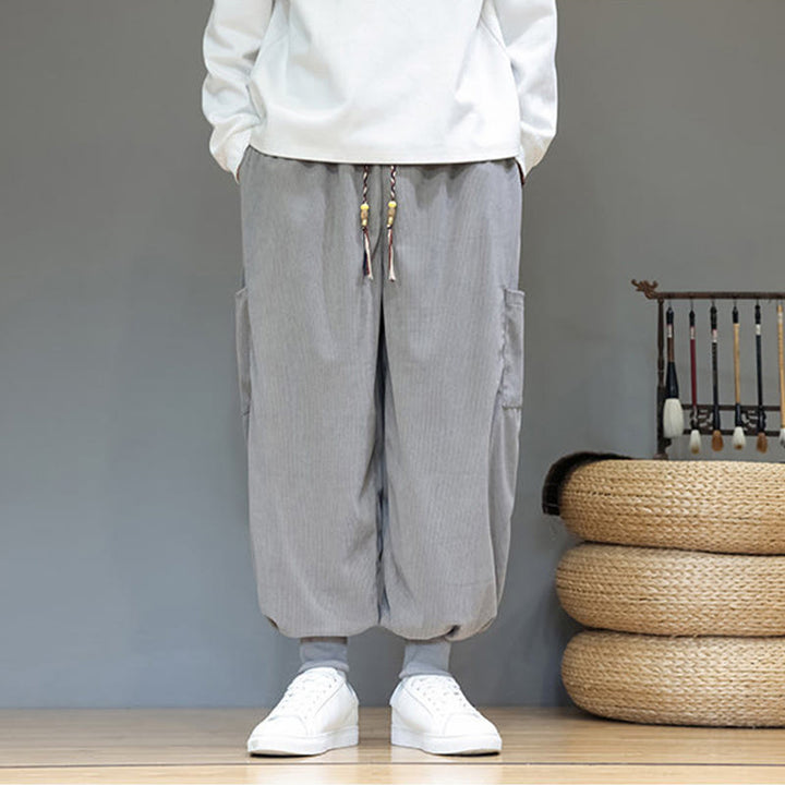 Buddha Stones Spring Solid Color Men's Ankle-Length Cotton Pants With Pockets - image 11