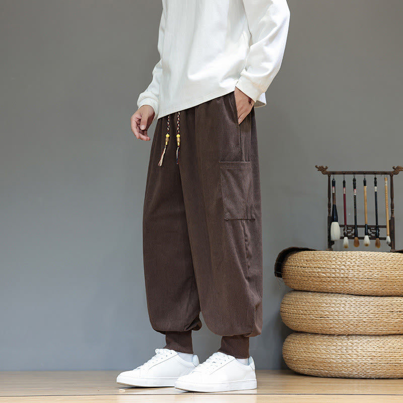 Buddha Stones Spring Solid Color Men's Ankle-Length Cotton Pants With Pockets - SaddleBrown - US/UK/AU46，EU56 (5XL) - image 29