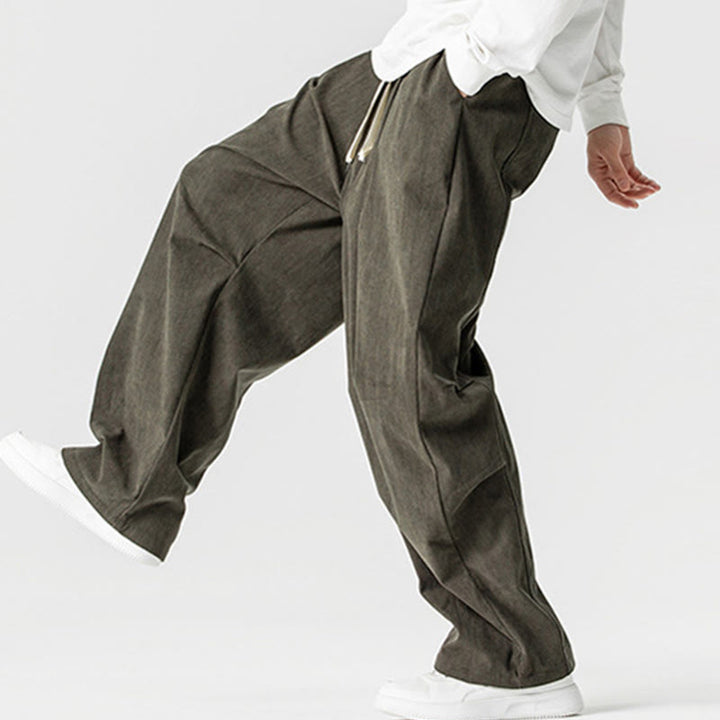Buddha Stones Winter Drawstring Corduroy Cotton Men's Wide Leg Pants With Pockets - image 29