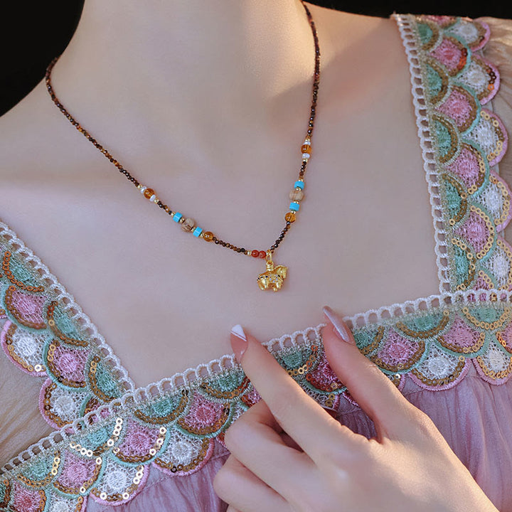 Buddha Stones Tiger Eye Protection Golden Year Of The Horse Necklace Pendant - image 4