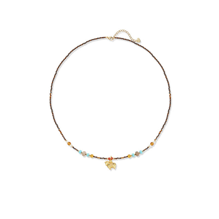 Buddha Stones Tiger Eye Protection Golden Year Of The Horse Necklace Pendant - image 6