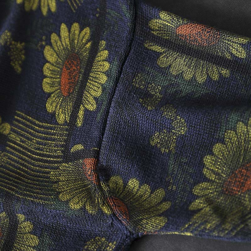 Buddha Stones Sunflower Pattern Mock Neck Long Sleeve Women's Cotton Sweater - image 8