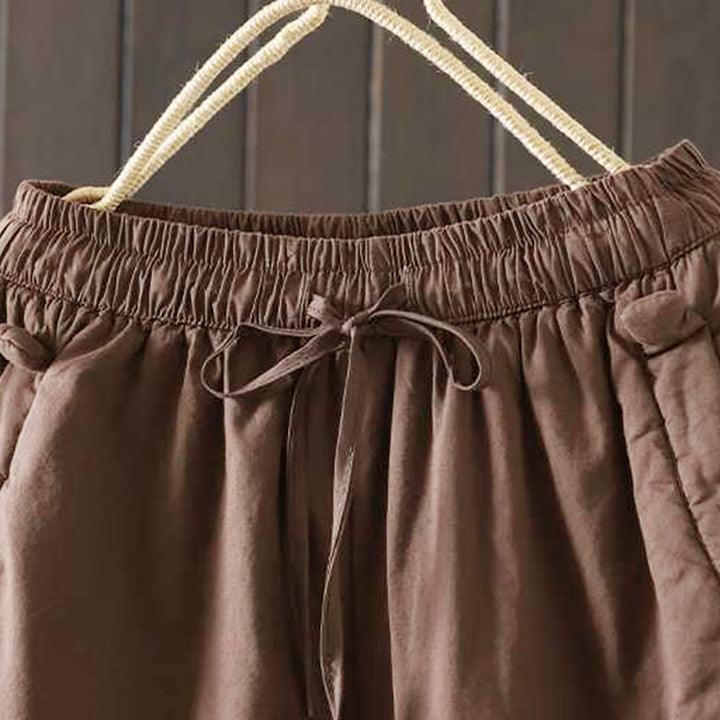 Buddha Stones Women's Winter Drawstring Fleece-Lined Thermal Harem Pants With Pockets - image 15