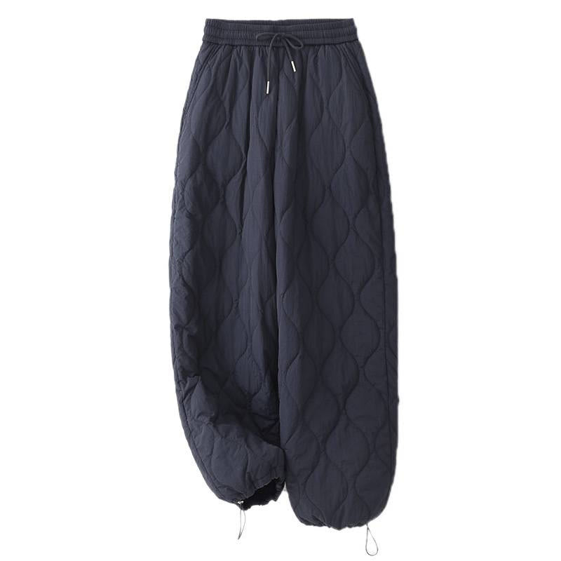 Buddha Stones Women's Plain Elastic Cuff Design Drawstring Thermal Thickened Pants With Pockets - image 9