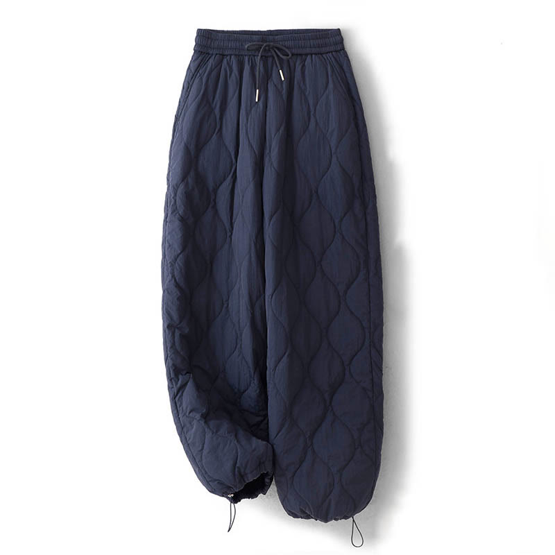 Buddha Stones Women's Plain Elastic Cuff Design Drawstring Thermal Thickened Pants With Pockets - image 2