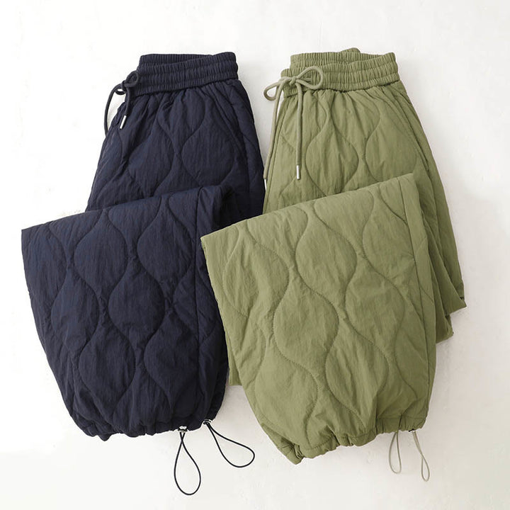 Buddha Stones Women's Plain Elastic Cuff Design Drawstring Thermal Thickened Pants With Pockets - image 22