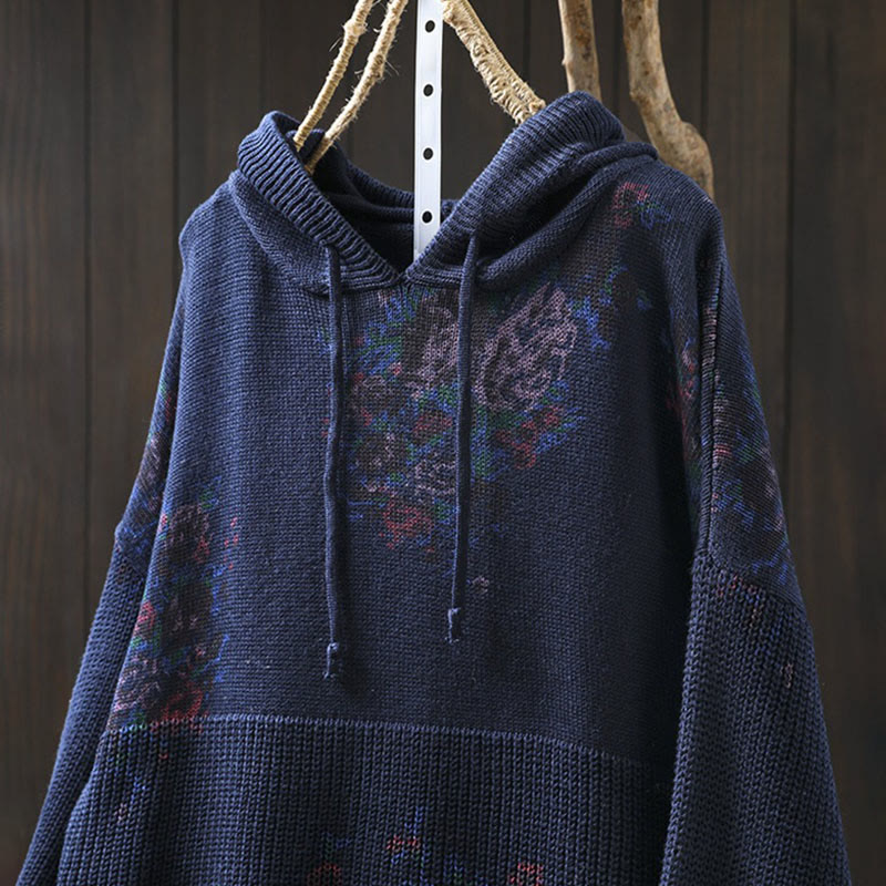 Buddha Stones Women's Knitted Floral Cotton Long Sleeve Hooded Sweater - image 21