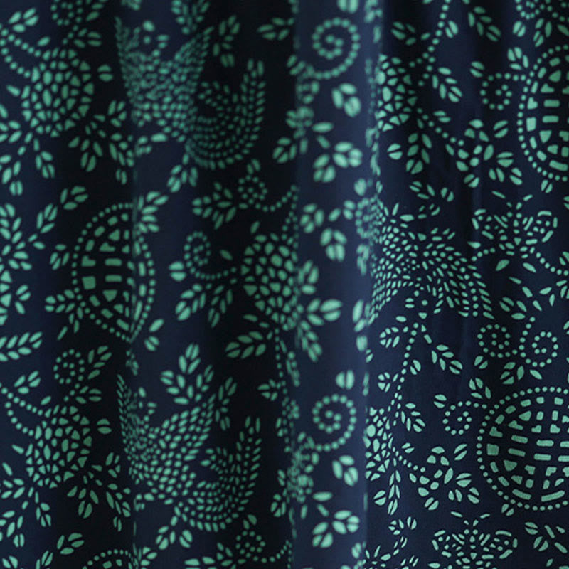 Buddha Stones Printed Floral Long Sleeve Stand Collar Cotton Maxi Dress With Pockets - image 7