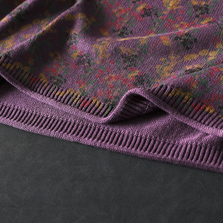 Buddha Stones Knitted Plant Pattern Long Sleeve Mock Neck Women's Cotton Sweater - image 14