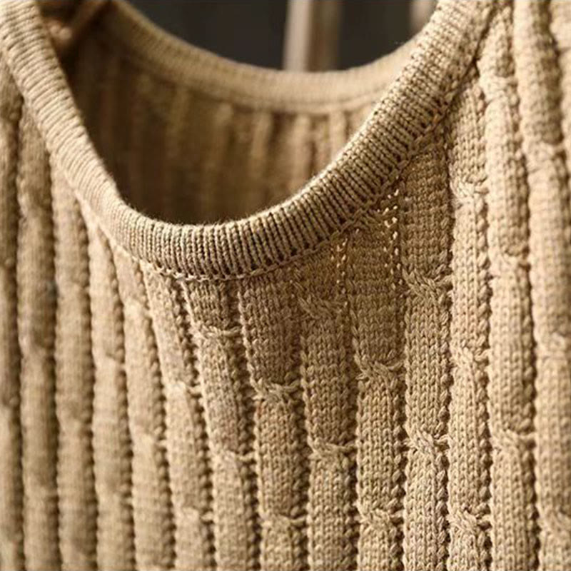 Buddha Stones Winter Patchwork Design Long Sleeve Crew Neck Women's Cotton Sweater - image 4