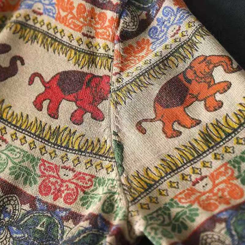 Buddha Stones Fall Elephant Pattern Knitted Cotton Women's Long Sleeve Sweater With Pockets - image 10