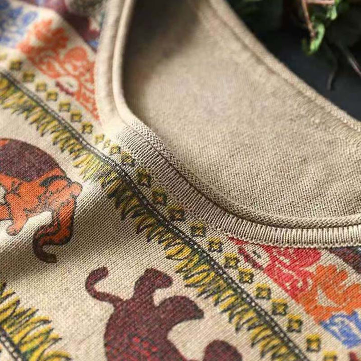 Buddha Stones Fall Elephant Pattern Knitted Cotton Women's Long Sleeve Sweater With Pockets - image 8