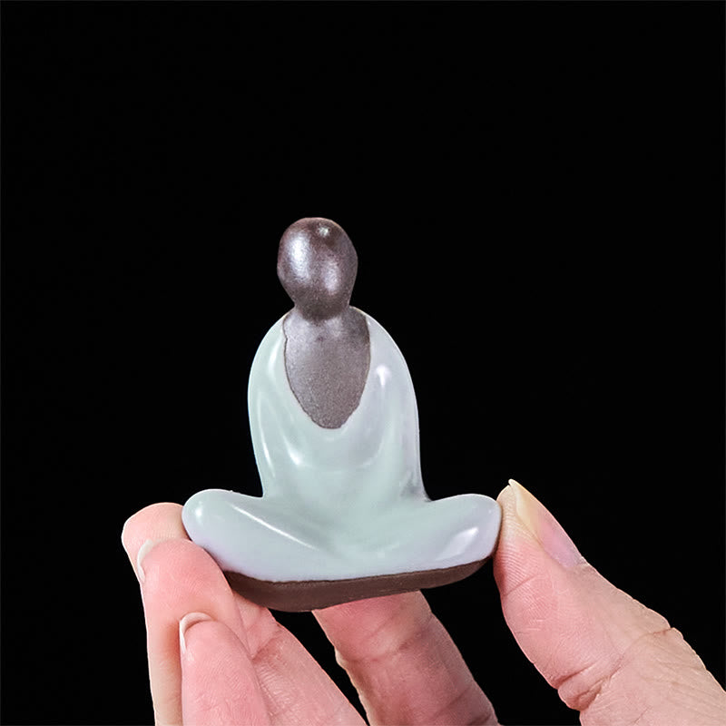 Buddha Stones Small Formless Buddha Meditating Ceramic Statue Zen Home Decoration 4*2.5*5cm - image 6