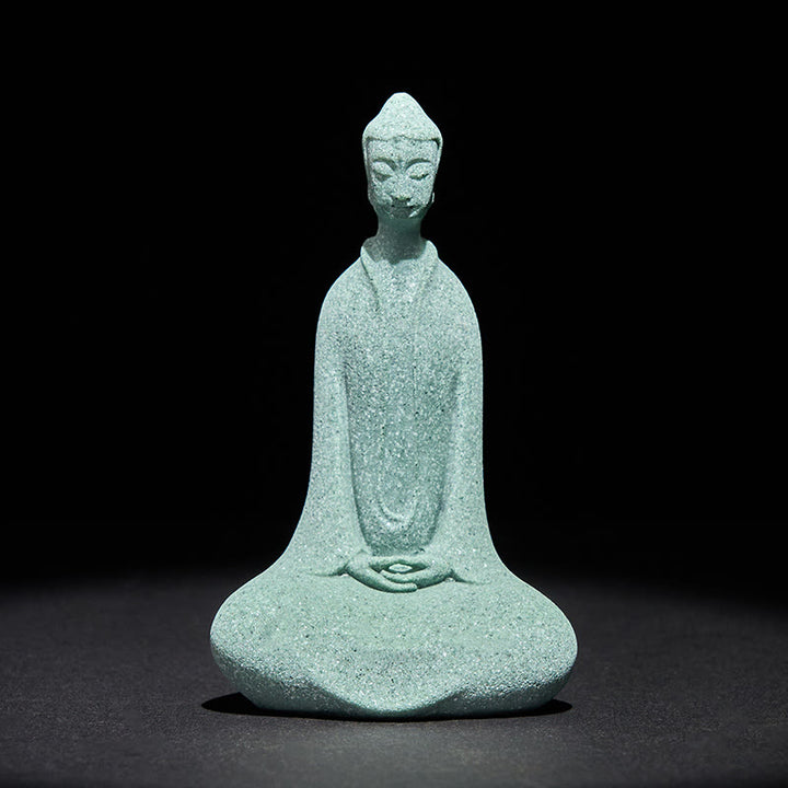 Buddha Stones Meditation Buddha Statue Sandstone Home Figure Desk Decoration 6*4.5*9.5cm - Buddha 6*4.5*9.5cm - image 0