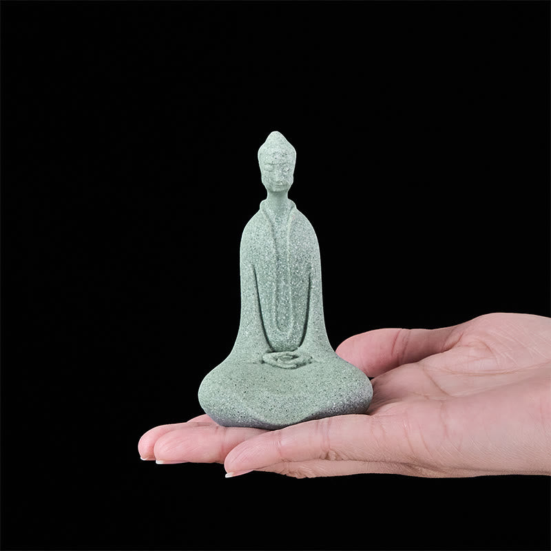Buddha Stones Meditation Buddha Statue Sandstone Home Figure Desk Decoration 6*4.5*9.5cm - image 5