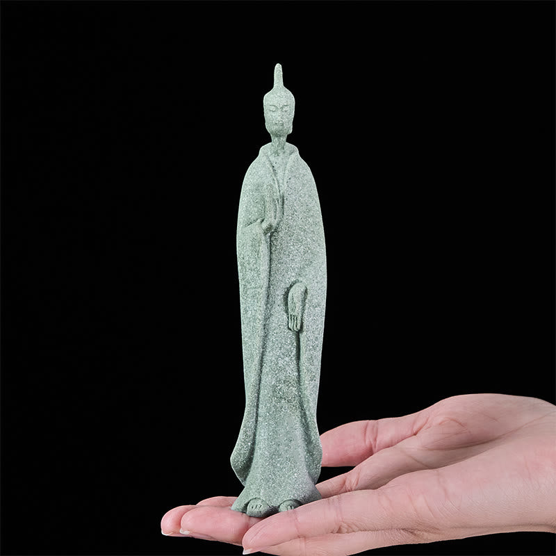 Buddha Stones Meditation Buddha Standing Statue Sandstone Home Decoration 3.8*6.5*17cm - image 5
