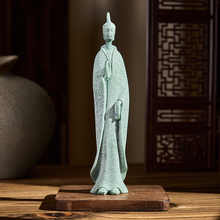 Buddha Stones Meditation Buddha Standing Statue Sandstone Home Decoration 3.8*6.5*17cm - image 1