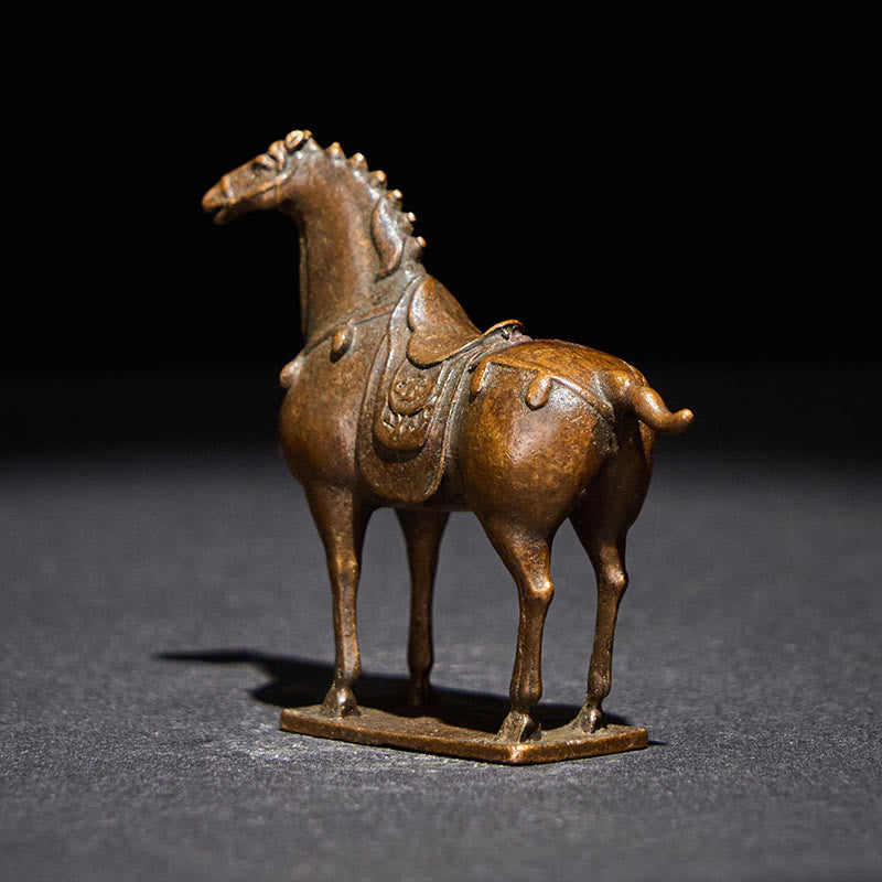 Buddha Stones Ancient Brown Year of the Horse Alloy Home Decoration 5.8*4.7 cm - image 2