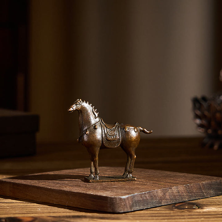 Buddha Stones Ancient Brown Year of the Horse Alloy Home Decoration 5.8*4.7 cm - image 4