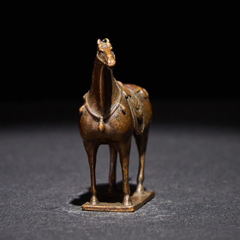 Buddha Stones Ancient Brown Year of the Horse Alloy Home Decoration 5.8*4.7 cm - image 1