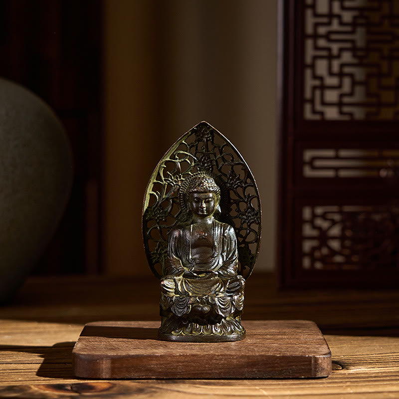 Buddha Stones Tathagata Buddha Alloy Statue Zen Home Decoration 9*4.5 cm - image 5