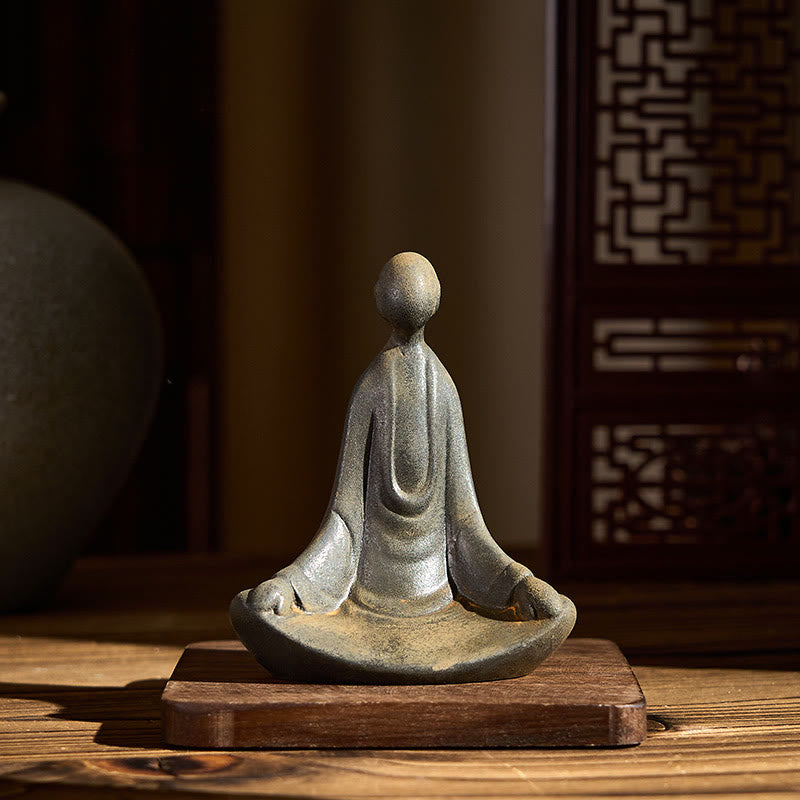 Buddha Stones Handmade Sitting Formless Buddha Iron Powder Rust Cast Resin Statue Decoration - image 5