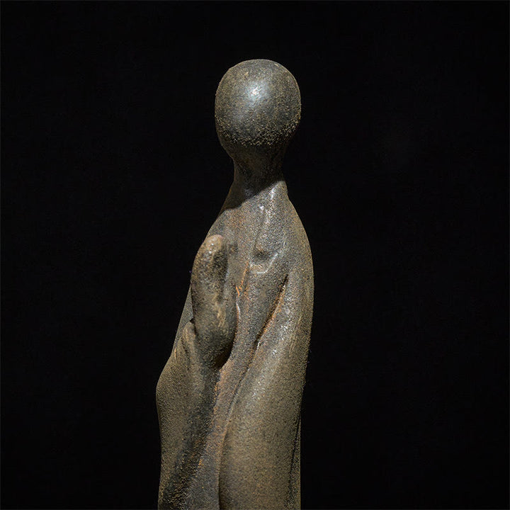 Buddha Stones Handmade Standing Formless Buddha Iron Powder Rust Cast Resin Statue Decoration - image 5