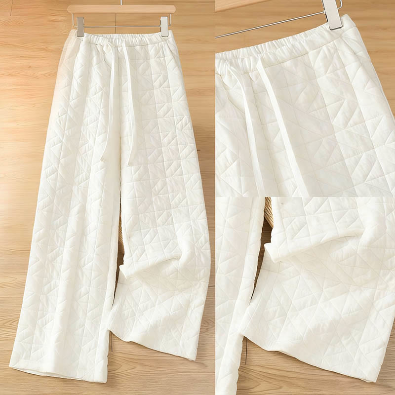 Buddha Stones Women's Fall Solid Color Drawstring Thermal Wide Leg Pants With Pockets - image 7