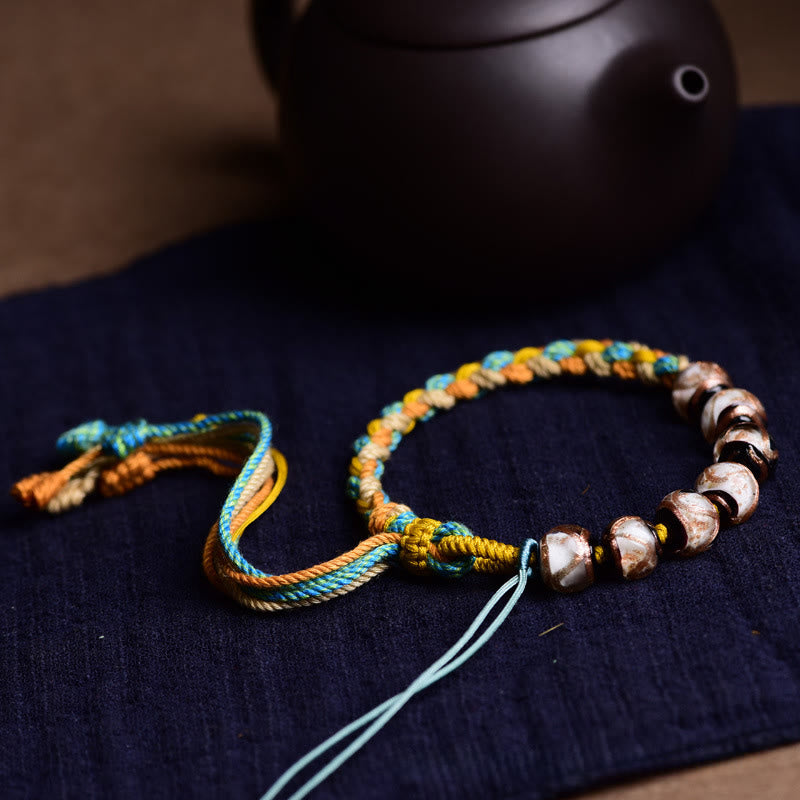 Buddha Stones Tibet Liuli Glass Wishing Health And Safety String Bracelet - image 8