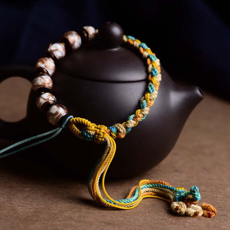 Buddha Stones Tibet Liuli Glass Wishing Health And Safety String Bracelet - image 1