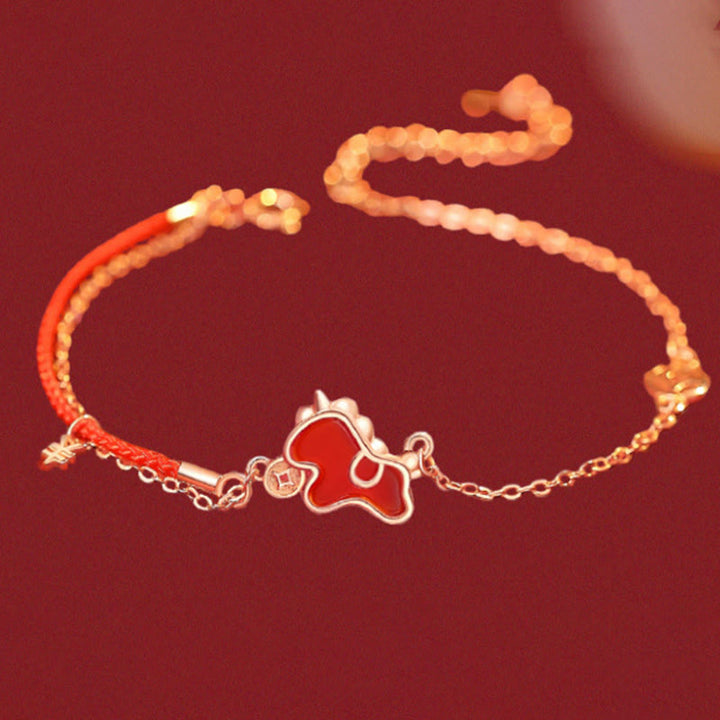 Buddha Stones 925 Sterling Silver Year Of The Horse Coin Charm Red Agate Blessing Necklace Pendant - image 9