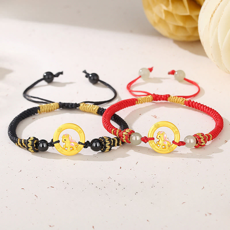 Buddha Stones 925 Sterling Silver Year Of The Horse Peace Buckle Fu Character Luck Necklace Pendant - image 19