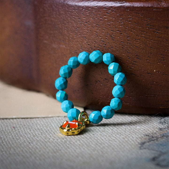 Buddha Stones 4mm Ultra-Fine Turquoise Faceted Bead Design Strength Elastic Ring - image 2