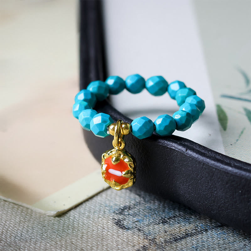 Buddha Stones 4mm Ultra-Fine Turquoise Faceted Bead Design Strength Elastic Ring - image 1